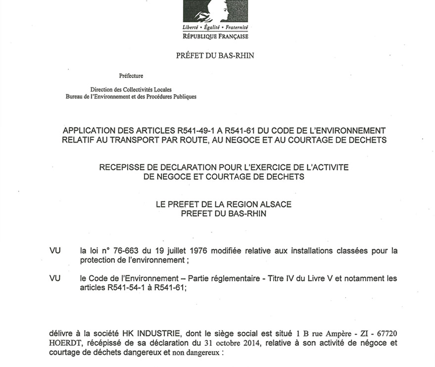 Déclaration activité négoce et courtage